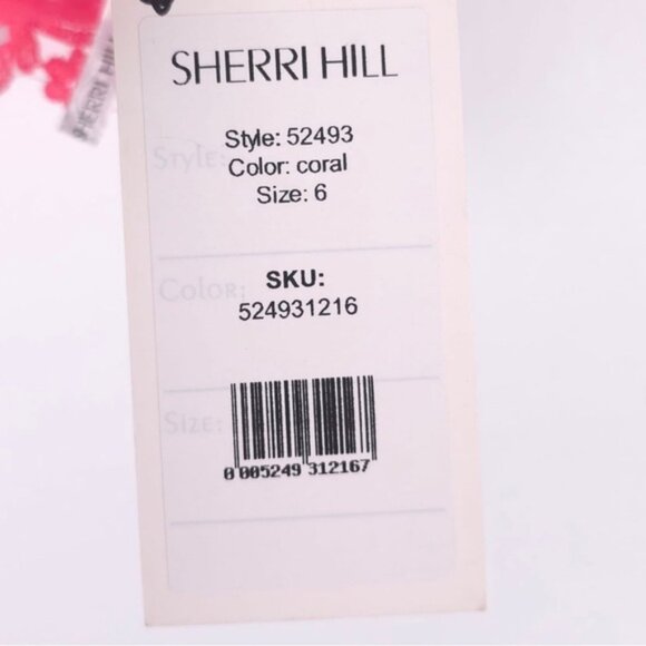 NWT SHERRI HILL 52493 Coral Prom Dress Mermaid Fitted Trumpet Train Slit Size 6 - Picture 15 of 16